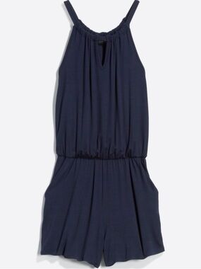 Colette Isha Knit Navy Blue Ruched Waist Summer Sleeveless Romper Size Small